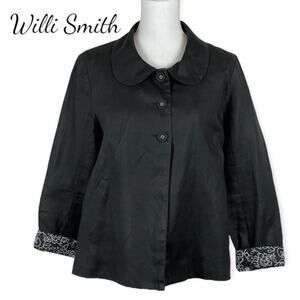 Willi Smith 100% Black Linen Cottage Coastal Grandma Jacket NWOT Size M